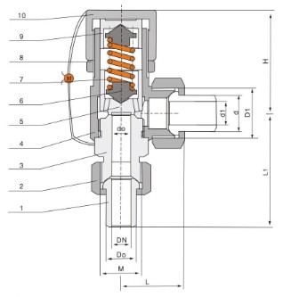 A21型微启式安全阀结构图