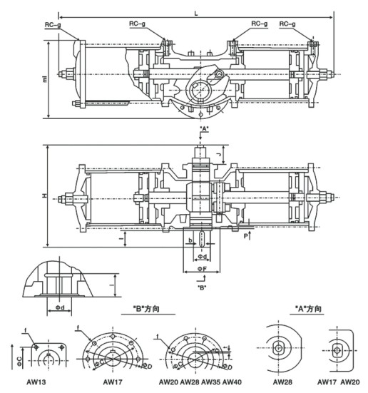 AW型气动执行器结构图