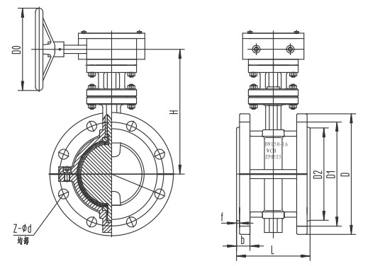 衬氟法兰蝶阀结构图