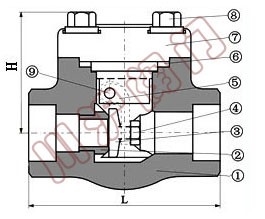 锻钢内螺纹止回阀结构图