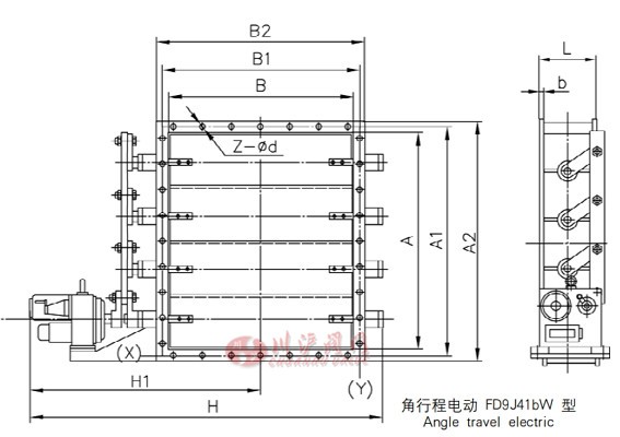 电动矩形百叶阀结构图