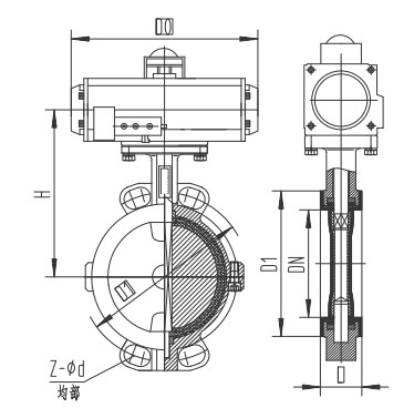 气动衬氟蝶阀结构图