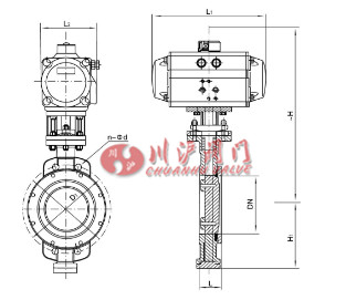 气动对夹蝶阀结构图